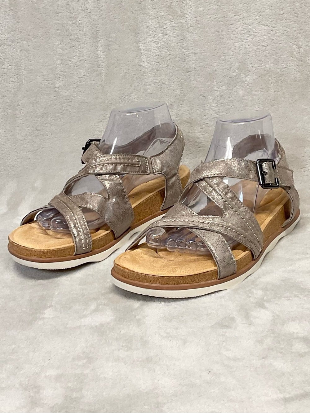 Clarks Women's Metallic Taupe Strappy Sandals - Picture 3 of 8